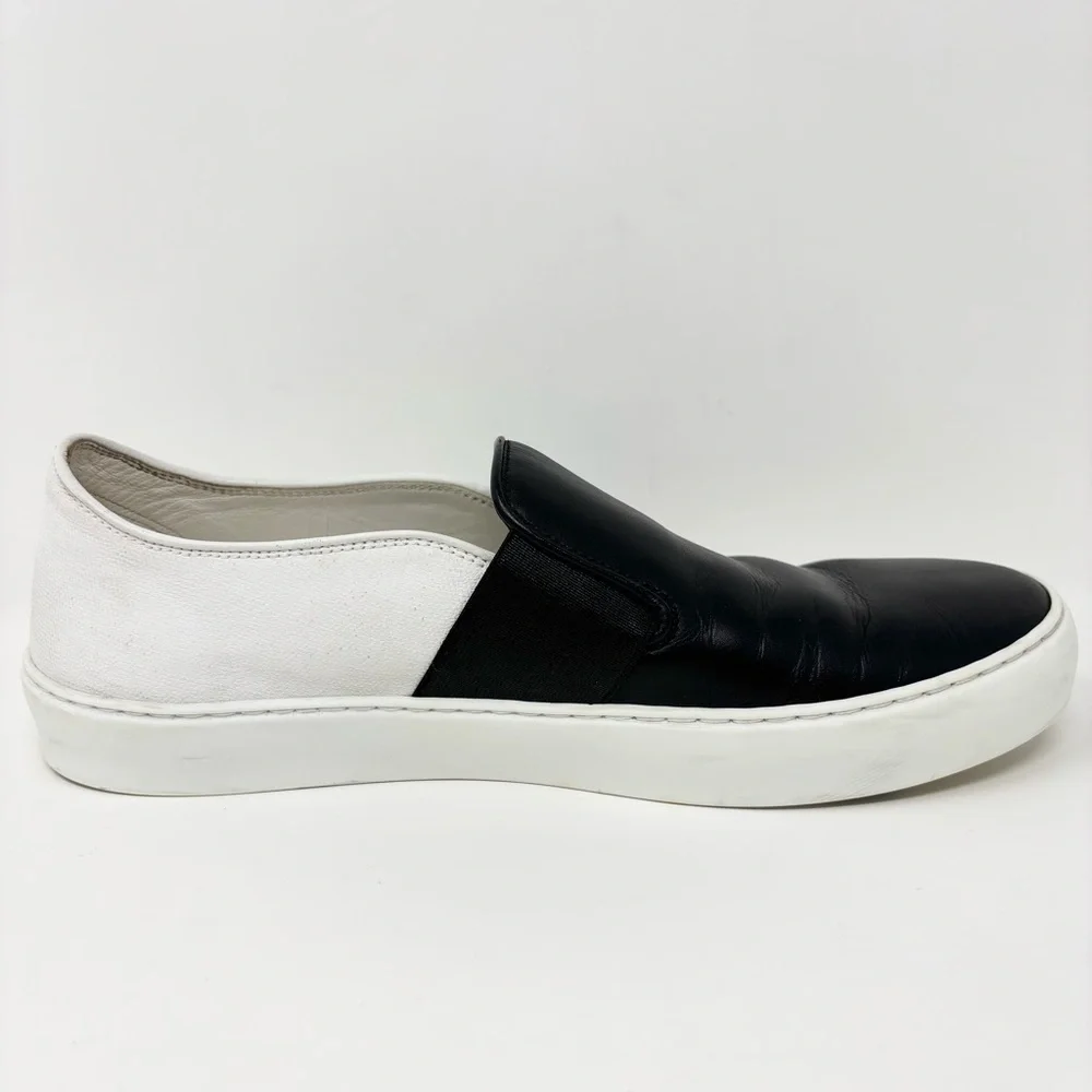 Chanel Black & White Leather Slip-On Sneakers 2016 Karl Lagerfeld Era Size 38.5 - Picture 9 of 16